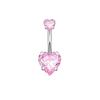 Heart-Shaped Rhinestone Belly Button Ring 5-Piece Set