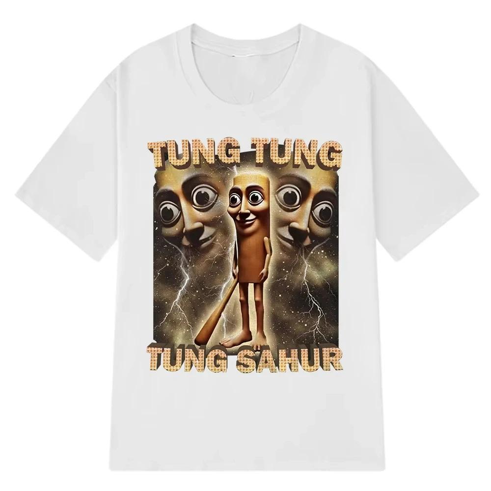 2025 Vintage Tung Tung Sahur Funny Baseball Bat Meme T-shirt Men's Clothing Fashion Style T Shirts Unisex Summer Cotton T-shirts
