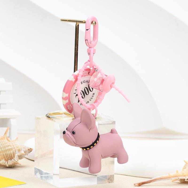 3D French Bulldog Keychain - Cute Dog Figurine for Bags & Cars, Small Gift Pendant
