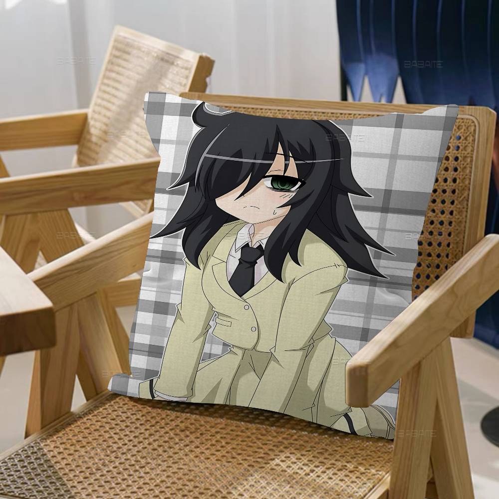 Anime Cartoon K-Kuroki T-Tomoko Cushion Cover Car Throw Pillow Case For Sofa Car Christmas Gift 40x40cm 45x45cm