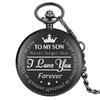 Newly Engraved Personalized Pattern Vintage Quartz Pocket Watch Chain for Son's Gift