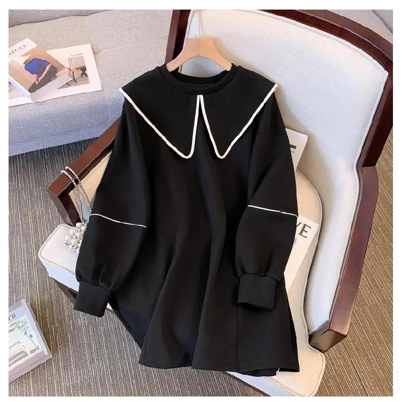 

Women s Autumn and winter Korean Style Age Reducing Big Collar Doll Skirt Causal Elegant Pullover Sweatshirt 3XL