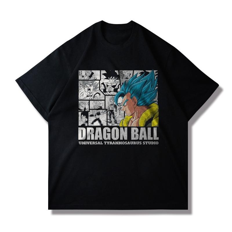 Dragon Ball Shortsleeved Tshirt for Men and Women Loose Shoulder Heavy Cotton Printing Trend Sports and Leisure Popular Top
