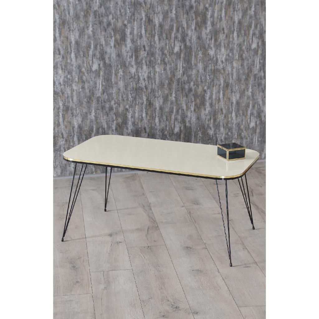 Coffee Table Kr Black Wire Legs Double Gold Cream
