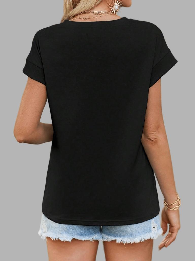 Women's Loose Basic Cap Sleeve T-Shirt Crew Neck Figure Friendly Summer Casual Top