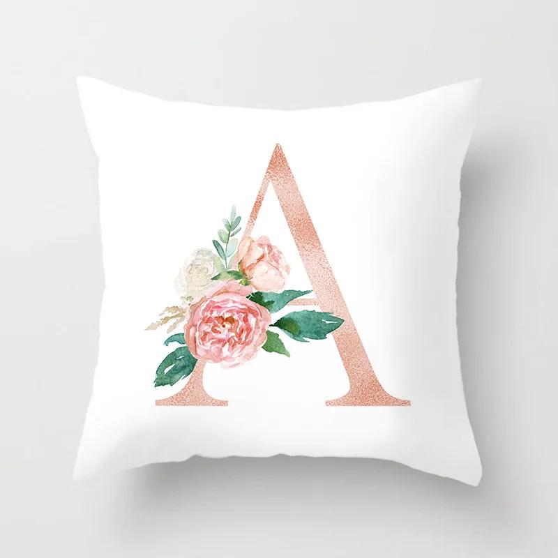 26 Initial Letters Series Printed Square Home Decoration Pillowcase (45cm * 45cm)
