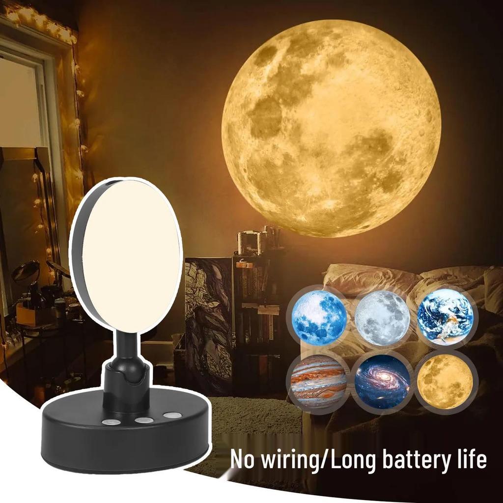Rechargeable Earth & Moon Star Projector Night Light for Bedroom Atmosphere 