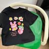 Girls Summer Cotton Short Sleeve T Shirt Korean Loose Round Neck Top Baby Kids Solid Print Tee