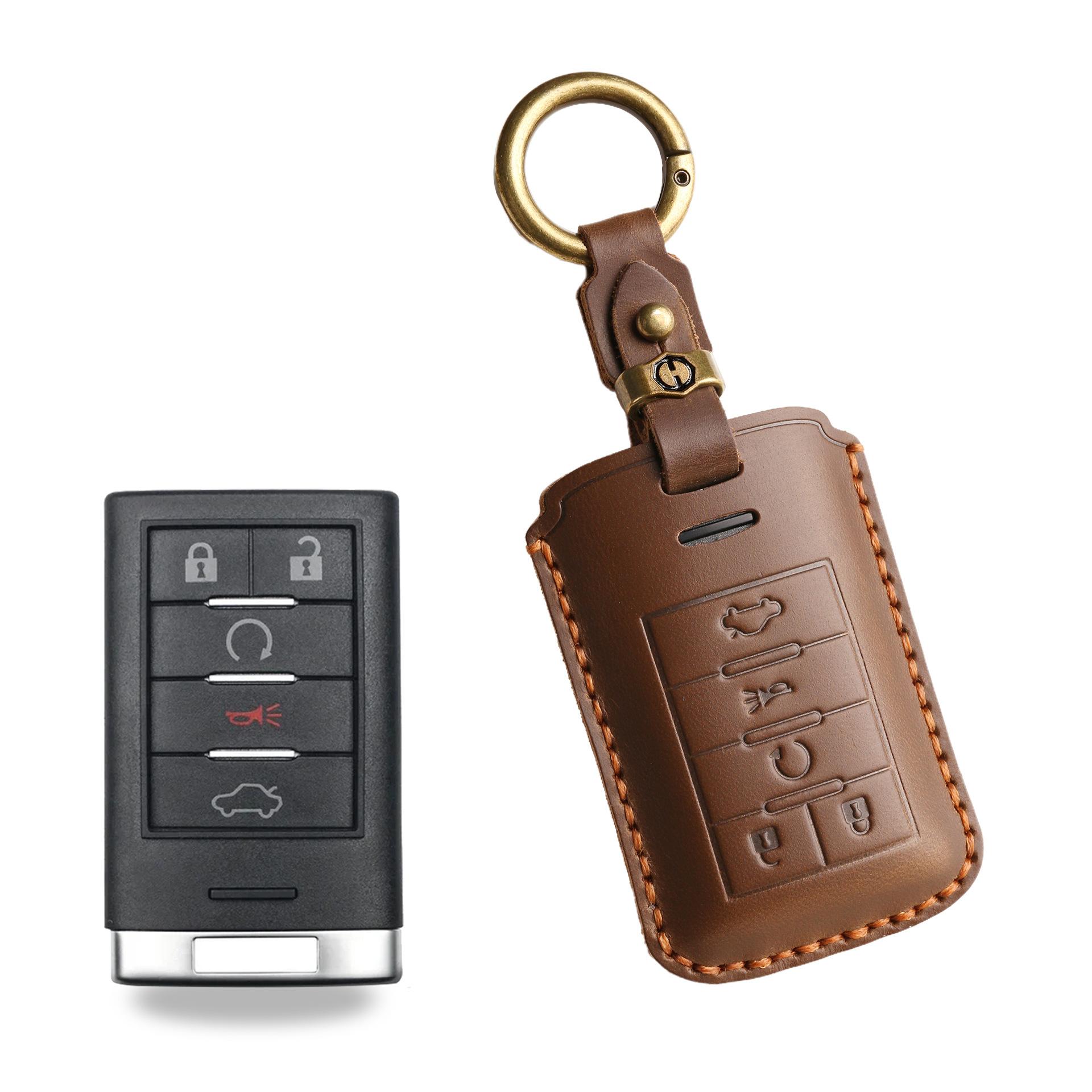 

The new retro key case is suitable for the old Cadillac cts/xts car handmade leather key case.