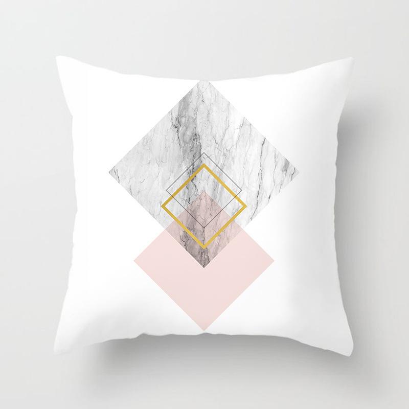 Ins Marble Geometric Print Square Pillow Cover Sofa Cushion Cover