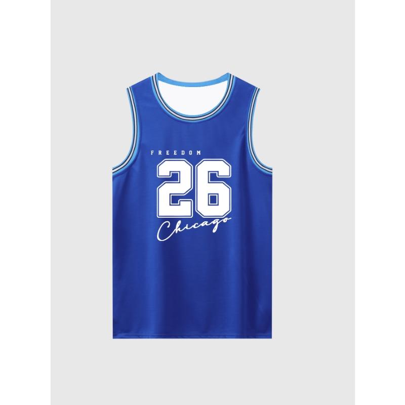 2026 Men's Summer Vintage Breathable Quick-Drying Sleeveless Vest Round Neck Sports T-Shirt for Basketball