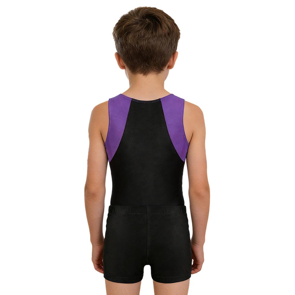 Dětská chlapecká kombinéza Unitard bez rukávů s šortkami Gymnastic Workout Biketard Trikot