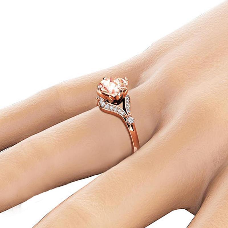 Jewelry Popular Rose Gold Geometric Zircon Ring, Jewelry