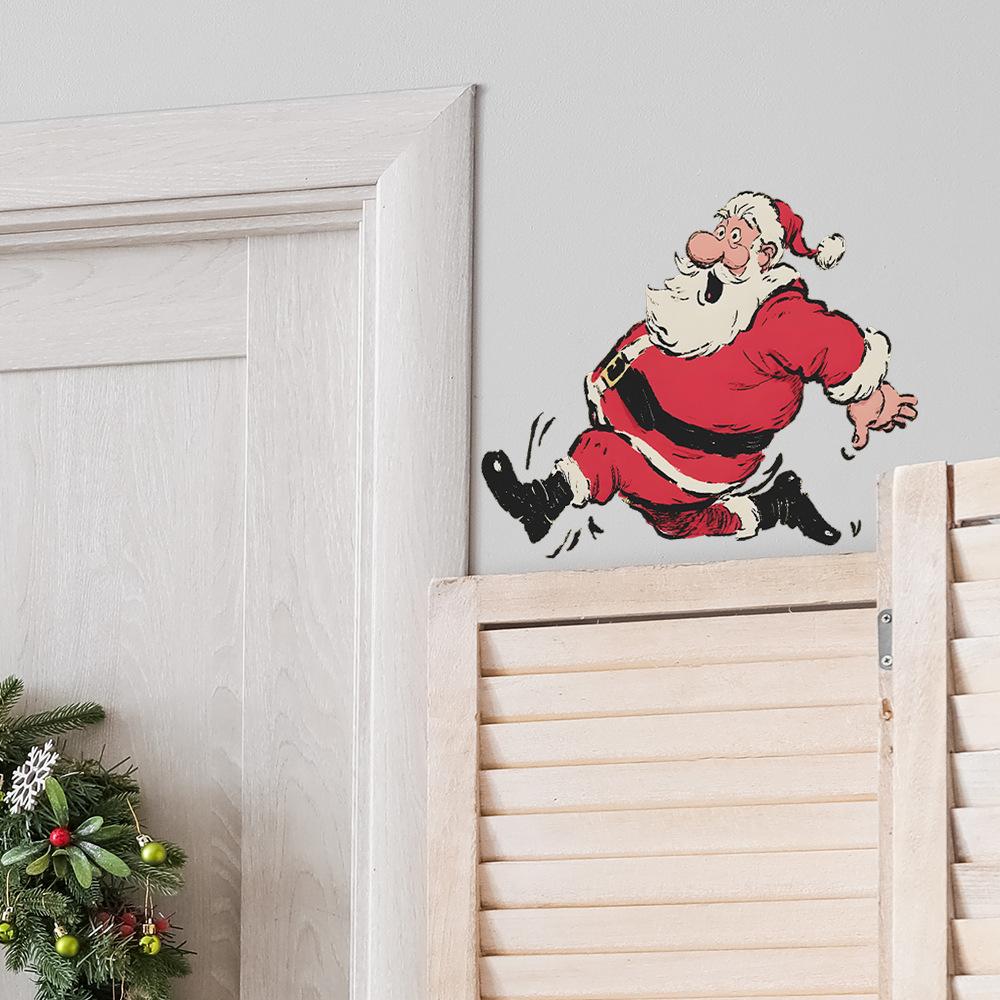 Personalisierte Laufender Weihnachtsmann Weihnachtsatmosphäre Heimdekoration Wandaufkleber