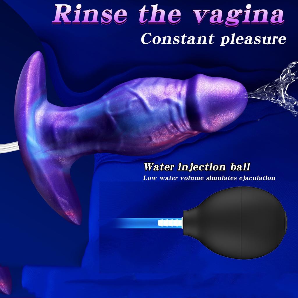 Nositelné dildo pro ženy, realistický silikonový penis s ejakulací a anální zátkou - hands-free lesbická sexuální hračka pro páry