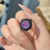 Mode Leichter Luxus Dornen Trockene Rose Anhänger Halskette Lila Hochkohlenstoff-Diamant Ohrstecker Morganit Ring Farbe Schatzset