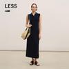 Summer Collared Sleeveless X-Shape Long Dress