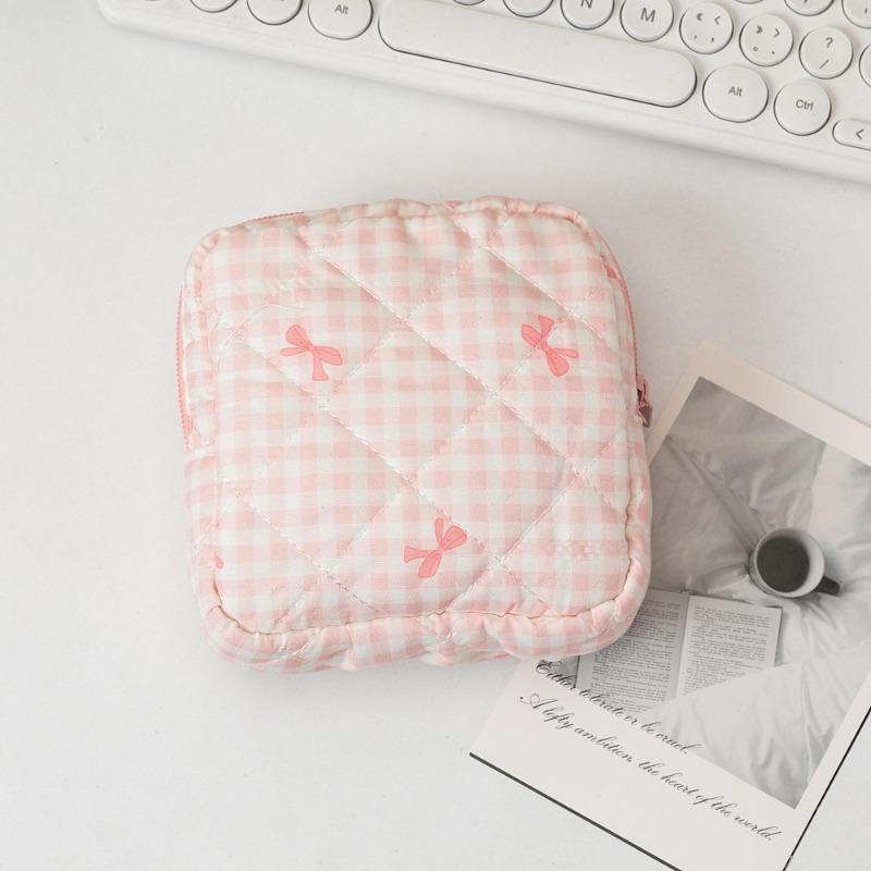 Cute Large Capacity Sanitary Napkin Storage Bags Cartoon Bow Portable Girls Physiological Period Tampon Organiser Bag Pouch