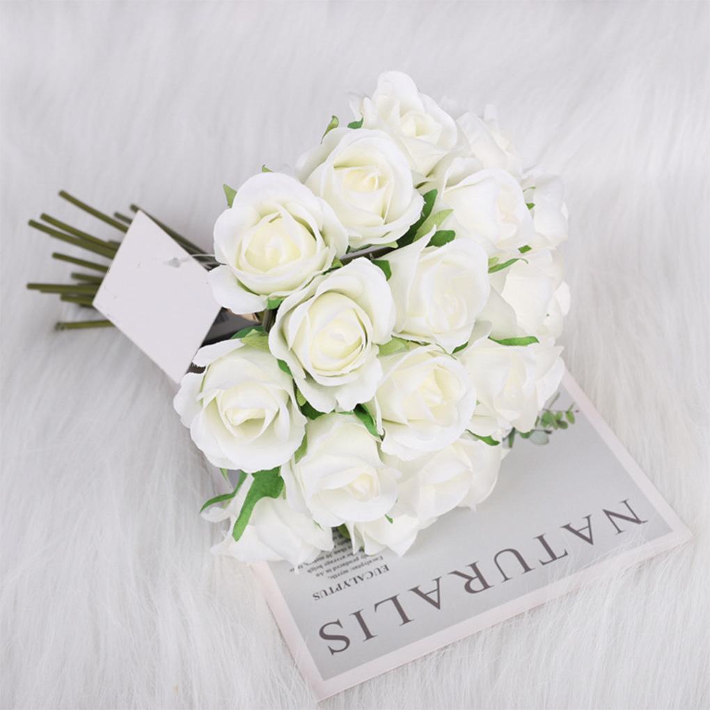 Artificial Flowers Fake Rose Bridal Bouquets 20 Heads Handheld for Arrangements Wedding Table Centerpieces Home Party