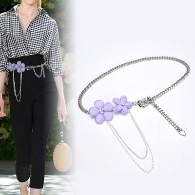 Rose Flower Metal Belt Women's Waist Chain Suit High-end Accessories Niche Design Dress Decorative Waist Seal Women