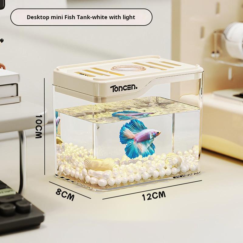 

Fish tank living room small household aquarium plastic with light multi-functional beautiful goldfish tank белый