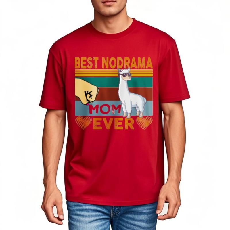 

Breathable Tee Soft Unisex Round Neck tshirt Big size Best Nodrama Mom Ever Alpaca Design Stylish Women tops Quick Dry Shirt S