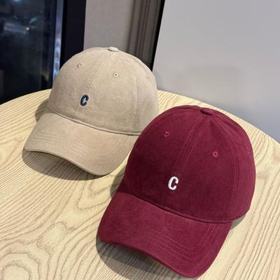 Baseballkappe im neuen Stil für Damen im Herbst Einfach Breiter Schirm Großer Kopfumfang Weiches Oberteil Schirmmütze Zeigt Gesicht Kleine Retro Gewaschene Mütze