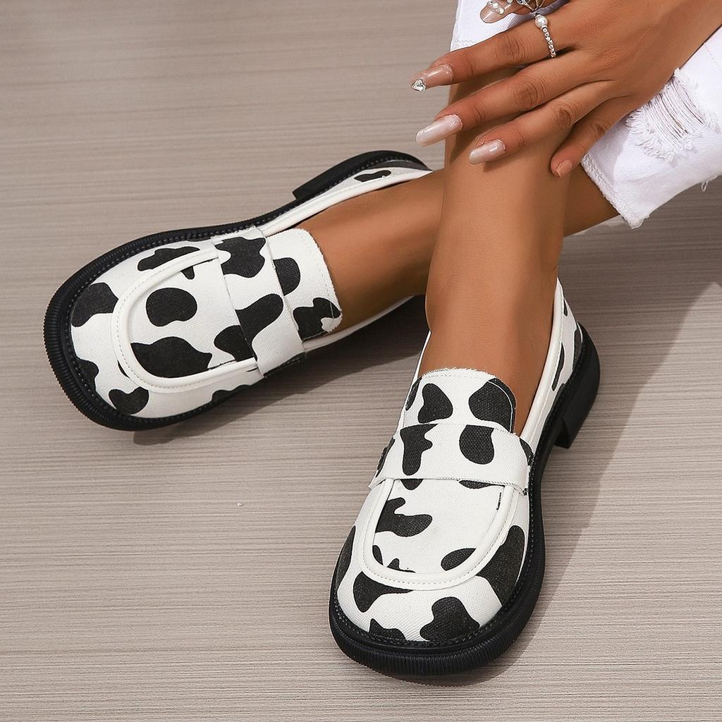 Wear Thick Soled Cow Print Soft Surface Lightweight and Comfortable Women's Single Shoes for Outerwear