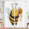 2pcs 2D flat printing Drapes Be Kind Honey Bee Fabric Without Electricity Festive Holiday Use for Bedroom Office Living Room