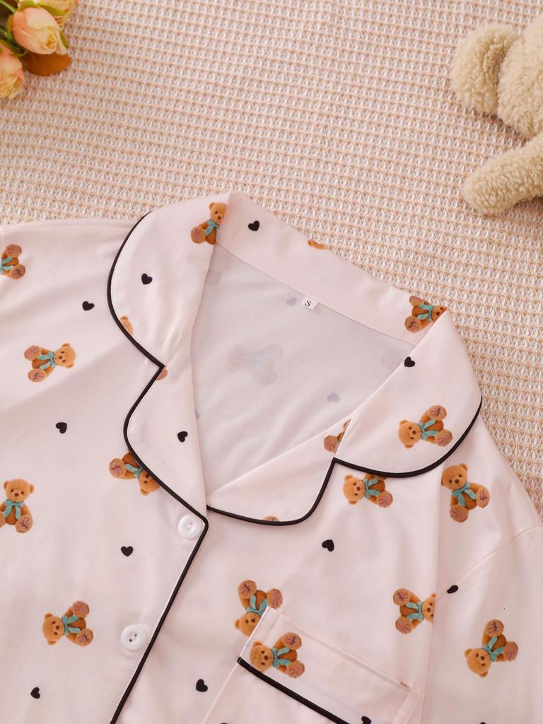 Grensoverschrijdende Nieuwe Stijl Pyjama Set met Lange Mouwen - Comfortabel, Ademend, Casual Kleding met Reverskraag, Geschikt voor Buiten of Thuis