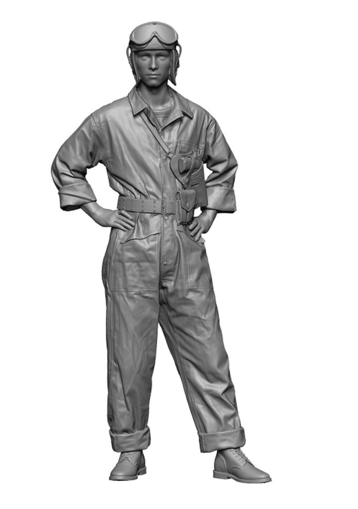 H3 Model 1/35 WWII American Tank Crewman Standing with Hands on Hips 3D Printer Kit HS35106 (Human)