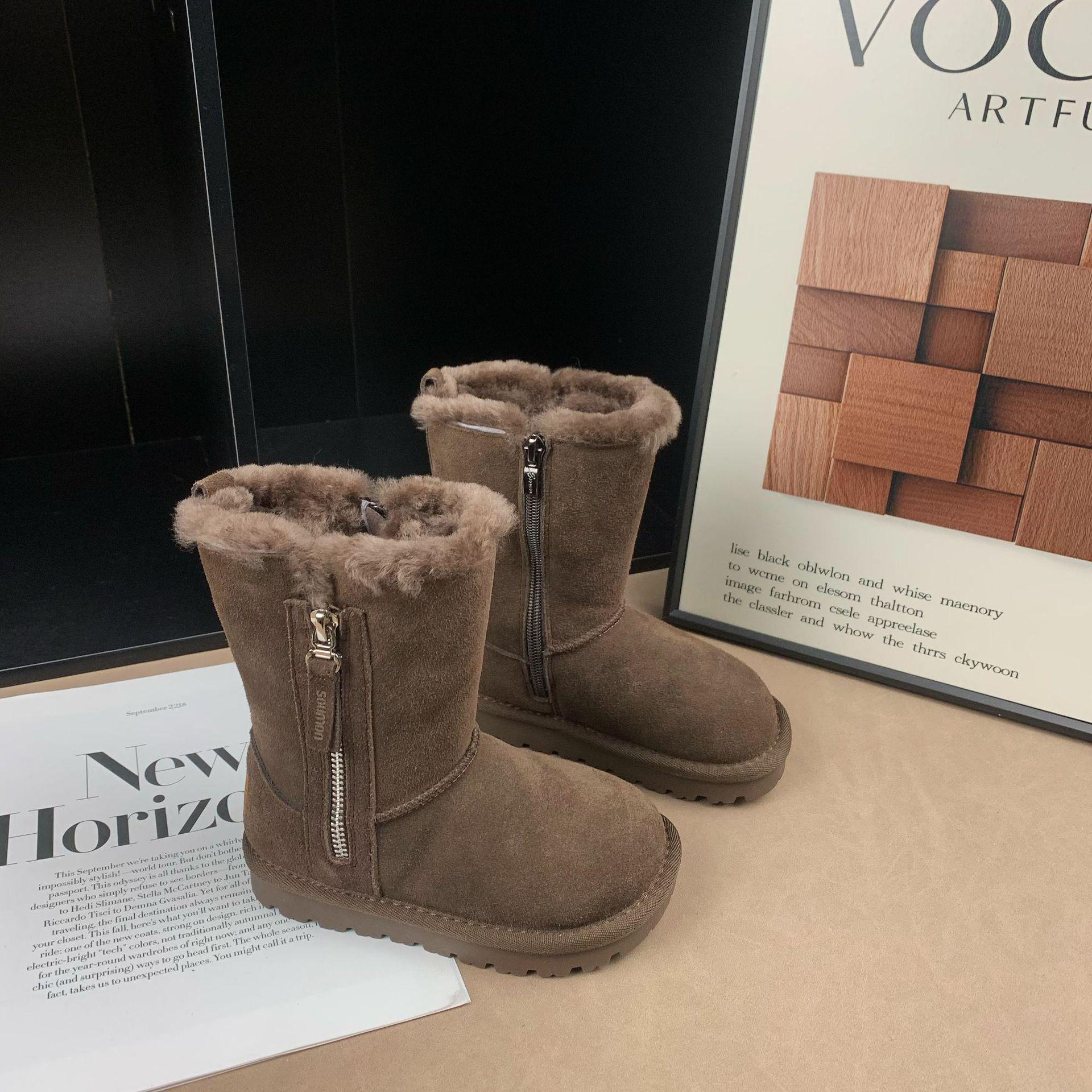 

Girls 2025 Winter Plush Leather High Boots – Warm, Fashionable & Versatile 26 кавовий