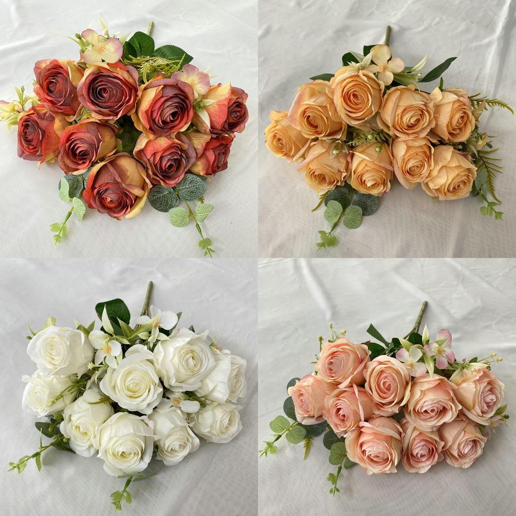 Wedding Rose Bridal Bouquet Artificial Flower For Home Decor And Photography Props