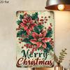 2D Flat, Vintage Metal Christmas Sign - 8x12 Inch Rustic Wall Decoration, Designed for Christmas and Berries, with Th