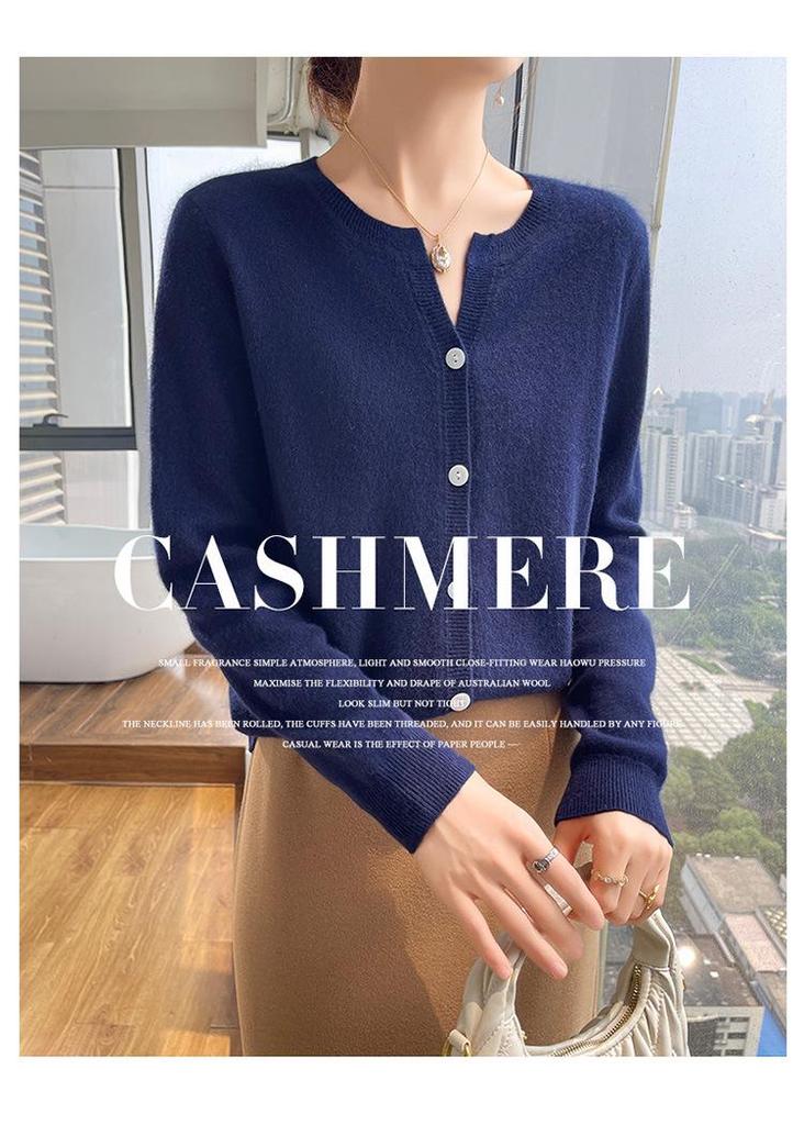 2024 Autumn/Winter Women's Cashmere V-Neck Loose Short Knit Cardigan Base Layer Top