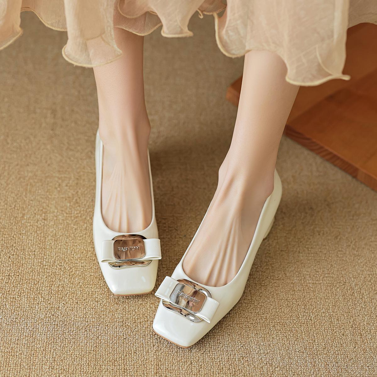 

French Women’s Chunky Heel Square Toe High Heels for Spring EU 41 чёрный