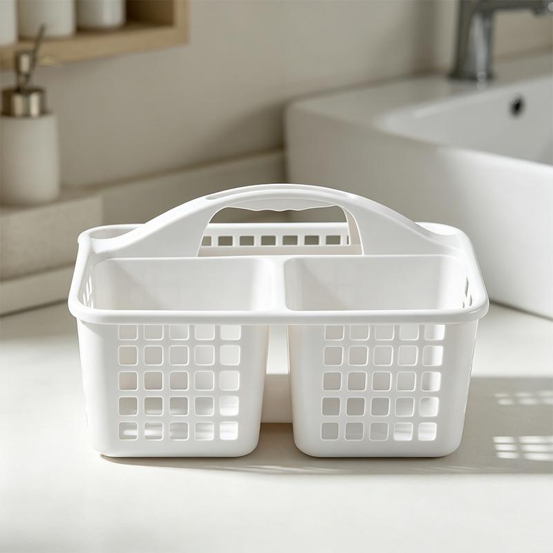 Plastic  Basket Portable Divided Cleaning Supply Storage Organizer With Handle For Dormitory Kitchen Bathroom