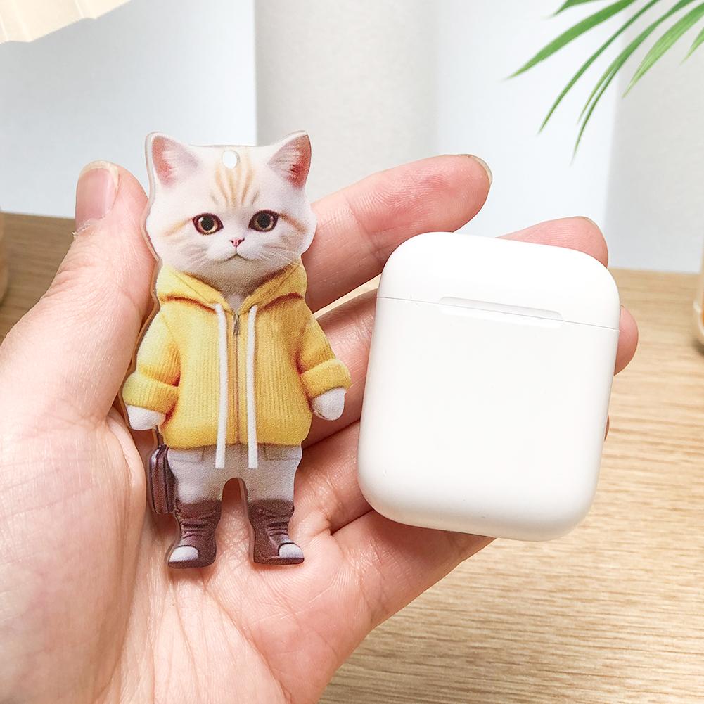 2025 New Acrylic Car Hanging Pendant Rearview Mirror Decoration Compact Cat-Shaped 2D Cute Cats Car Interior Decor