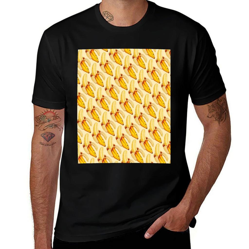 Banana Pattern Tshirt Trendy Print Short Sleeve Tshirt