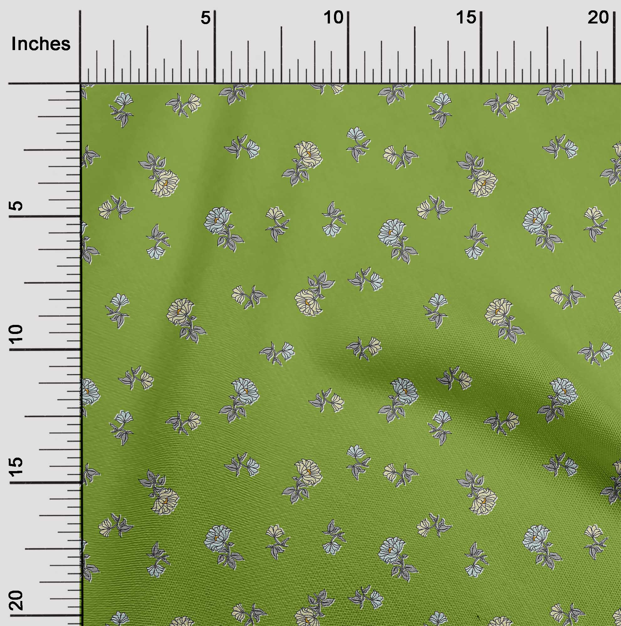 

oneOone Cotton Flex Dark Green Fabric Leaves & Flower Floral Fabric For Sewing Printed Craft Fabric By The Yard 40 Inch 42 Inch Wide - Viscose Chiffon зелений