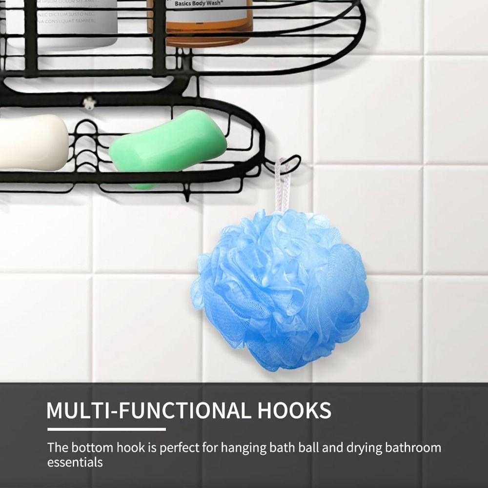Hooks Hanging Shower Basket Anti-Swing Soap Holder Durable Over Shower Head Organizer Dorm