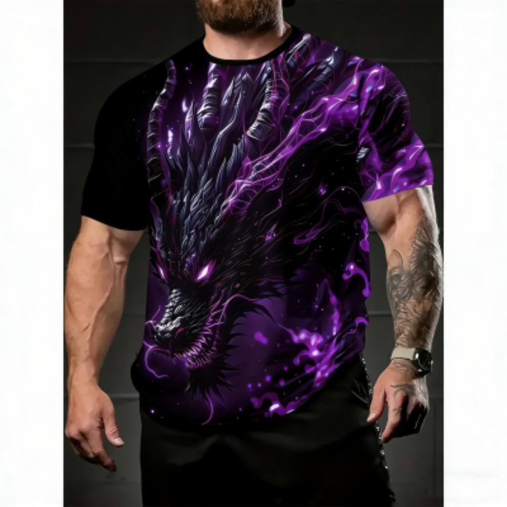 Fashion Summer Men's T-Shirt Dragon Pattern 3D Print Tees Top Hip Hop Loose Short Sleeve Streetwear Vintage Oversized Women T-shirt