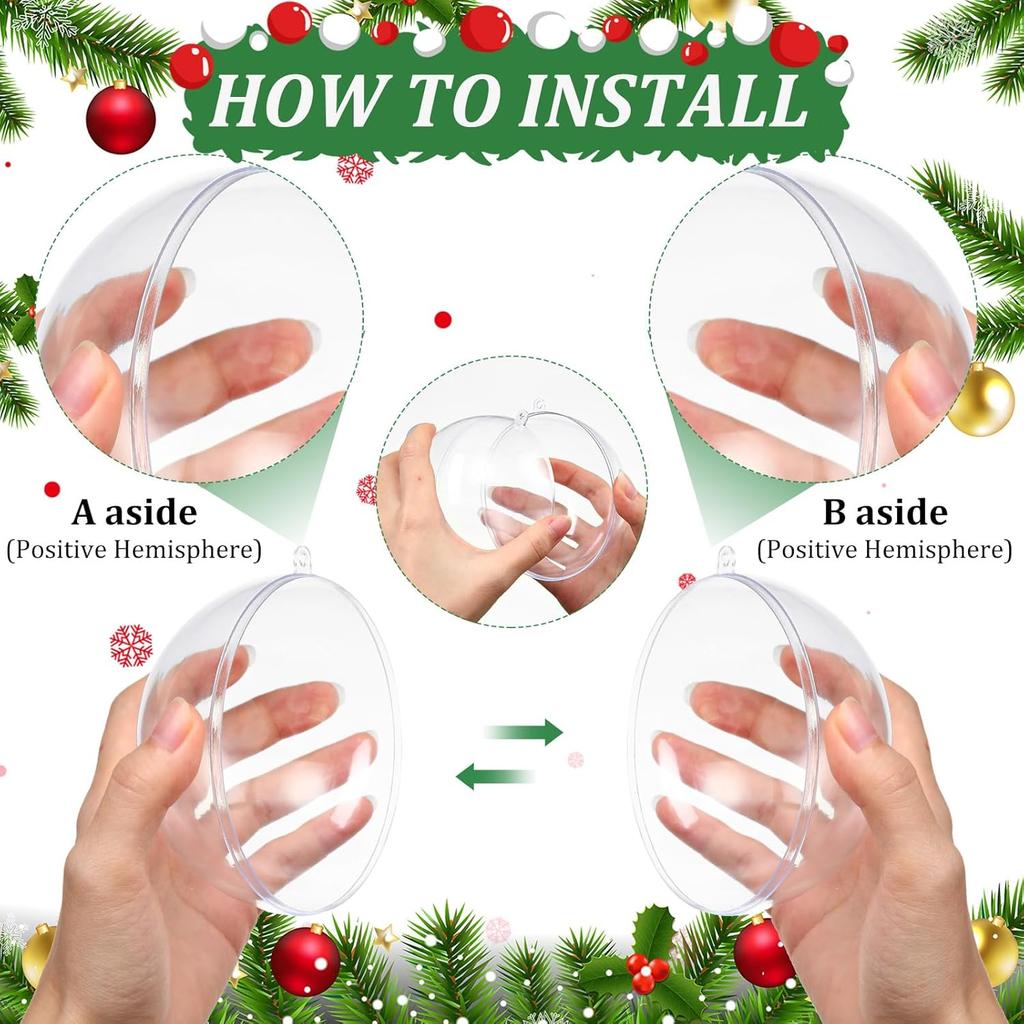 Christmas Hollow Ball Pendent Ornament White Transparent Plastic Hanging Balls New Year Festival Wedding Party Home Decoration