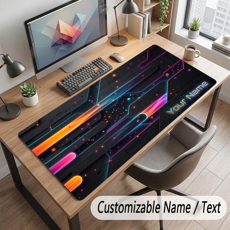 City Cyberpunk Theme Customized Mouse Pad Personalized Print Name Text Desk Mat For Home Office Table Decor