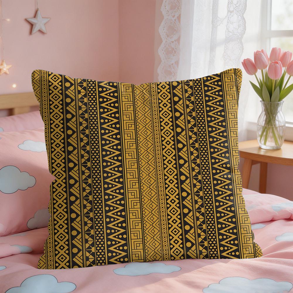 Geometric Ethnic Pattern Cushion Cover Square Short Plush Pillow Case Living Room Sofa Home Decor Funda X