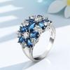 Blue Crystal White Zircon Star Flower Rings For Women CopperColor Engagement Promise Band Wedding Jewelry Valentine's Day Gifts