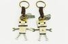 Naissant Cute Leather Strap Robot Design Pair Antique Keychain