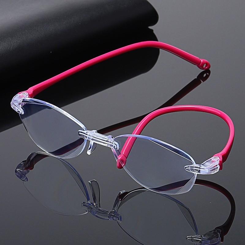 5pcs Reading Glasses Blue Light Blocking Presbyopia Comfortable Simple Fashion Rimless Cut Edge Presbyopia Glasses
