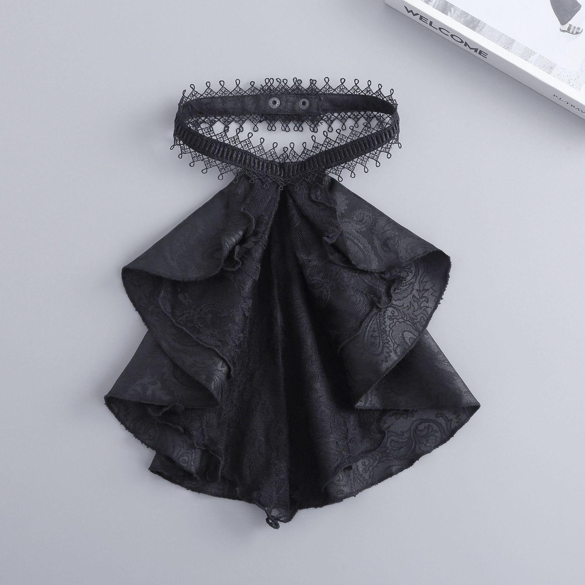 

Черно-белые кружевные галстуки с цветочным узором для мужской костюмной рубашки, съемный воротник-шарф для женщин, джентльменский, съемный галстук-воротник