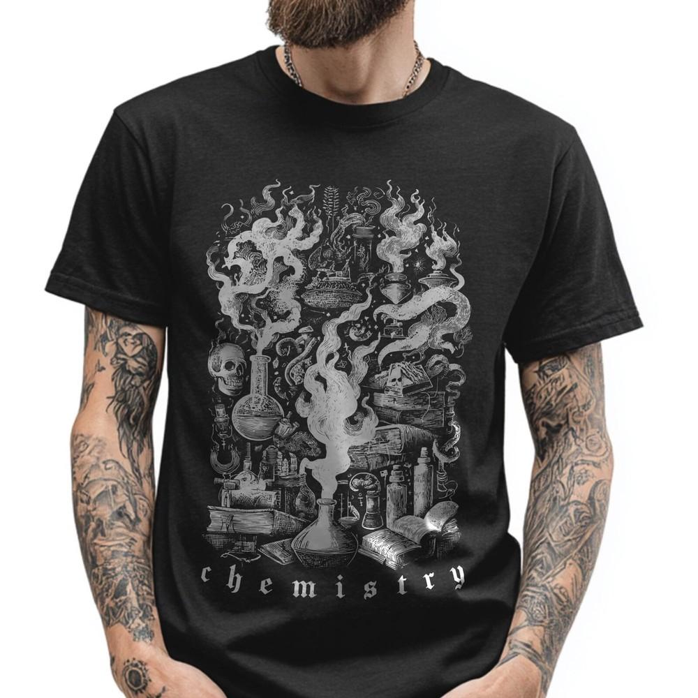 26 Chaotic Alchemist Lab T-Shirt – Gothic Occult Aesthetic Tee, Woodcut Style, Unisex T-Shirt L